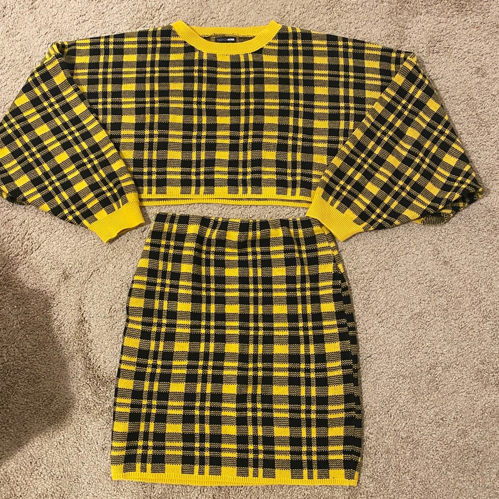 Plaid crop set